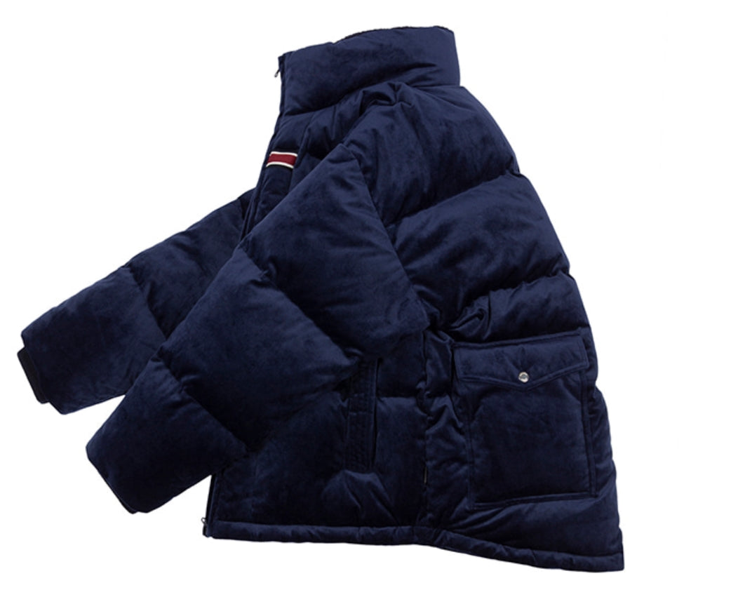 Romantic Crown Velvet Duck Down Parka_Dark Blue