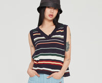 Romantic Crown V Neck Short Vest_Navy (21RCSUTVEF001NA)