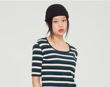 Romantic Crown Womens Stripe Ribbed Tee_Green (21RCSUTTSF003GN)