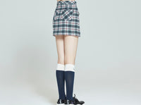 Romantic Crown Front Pocket Check Skirt_Oatmeal (20RCFWBSKF003OA)