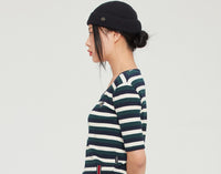 Romantic Crown Womens Stripe Ribbed Tee_Green (21RCSUTTSF003GN)