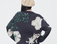 Romantic Crown Flowers Knit Cardigan_Navy