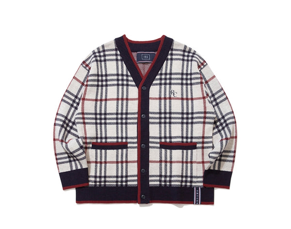 Romantic Crown Classic Check Cardigan_Oatmeal