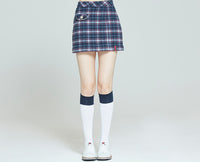 Romantic Crown Front Pocket Check Skirt_Navy (20RCFWBSKF003NA)