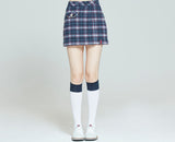 Romantic Crown Front Pocket Check Skirt_Navy (20RCFWBSKF003NA)