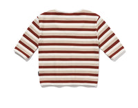 Romantic Crown Womens Stripe Ribbed Tee_Burgundy (21RCSUTTSF003BU)