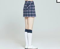 Romantic Crown Front Pocket Check Skirt_Navy (20RCFWBSKF003NA)