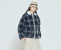 Romantic Crown Classic Check Fleece Jacket_Navy (20RCFWOJKU002NA)