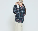 Romantic Crown Classic Check Fleece Jacket_Navy (20RCFWOJKU002NA)