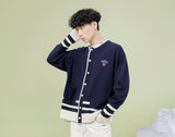 Romantic Crown Round Neck Knit Cardigan_Navy