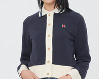 Romantic Crown Woman Cotton Cardigan_Navy (21RCSPOCAF001NA)