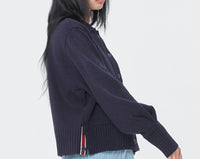 Romantic Crown Balloon Sleeve Knit Cardigan_Navy