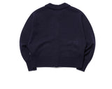 Romantic Crown Balloon Sleeve Knit Cardigan_Navy