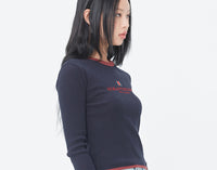 Romantic Crown Woman Ribbed Long Sleeves_Navy