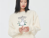 Romantic Crown Woman Rabbit Sweat Shirt_Oatmeal