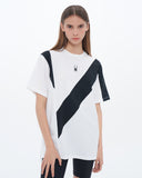 Spider Unisex Diagonal Color Block Short Sleeve T-shirt (SPGMCNRS301U-OWH)