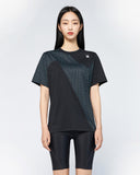 Sider Unisex Diagonal Grid Pattern Short Sleeve T-shirt (SPGMCNRS311U-BLK)
