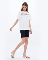 Spider Unisex Embroidery Lettering T-shirt (SPGMCNRS313U-WHT)
