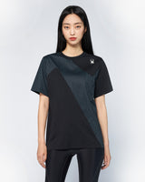 Sider Unisex Diagonal Grid Pattern Short Sleeve T-shirt (SPGMCNRS311U-BLK)