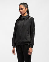 Spider Lettering Stand Neck Hood Zip-Up (SPGPCNFT352W-BLK)