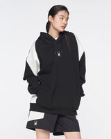 Spider Diagonal Color Block Hooded Sweatshirt (SPGPCNHD303U-BLK)