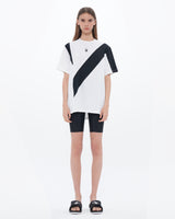 Spider Unisex Diagonal Color Block Short Sleeve T-shirt (SPGMCNRS301U-OWH)