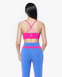 Spider Color Block Cross Bag Bra Top (SPGPCNBR254W-PNK)